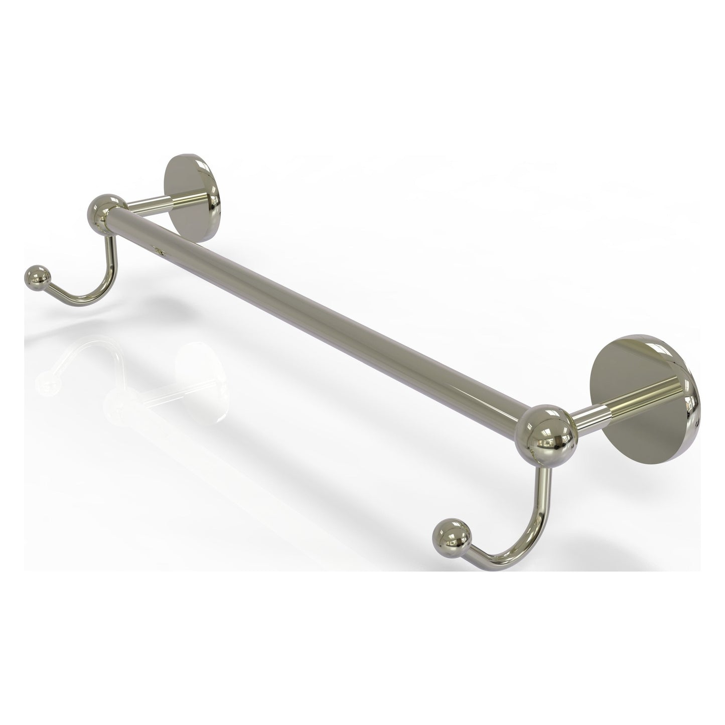 Allied Brass Prestige Skyline 26.25" x 5.7" Polished Nickel Solid Brass Towel Bar With Integrated Hooks