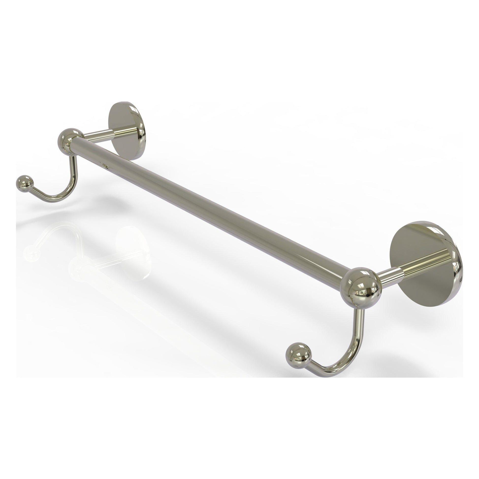 Allied Brass Prestige Skyline 26.25" x 5.7" Polished Nickel Solid Brass Towel Bar With Integrated Hooks