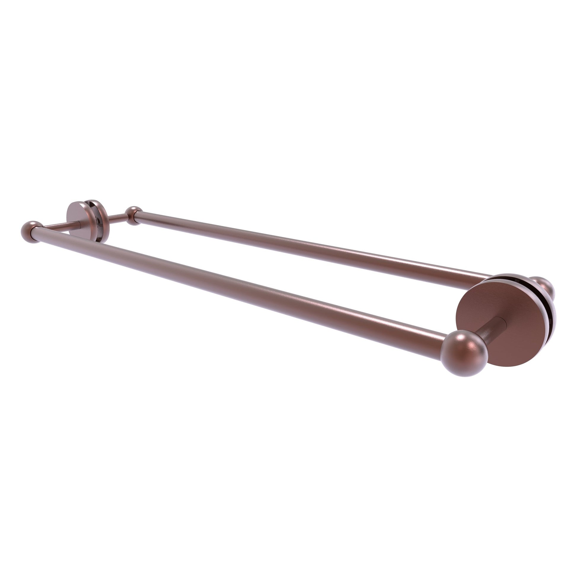 Allied Brass Prestige Skyline 26.7" x 7.2" Antique Copper Solid Brass Back-to-Back Shower Door and Towel Bar