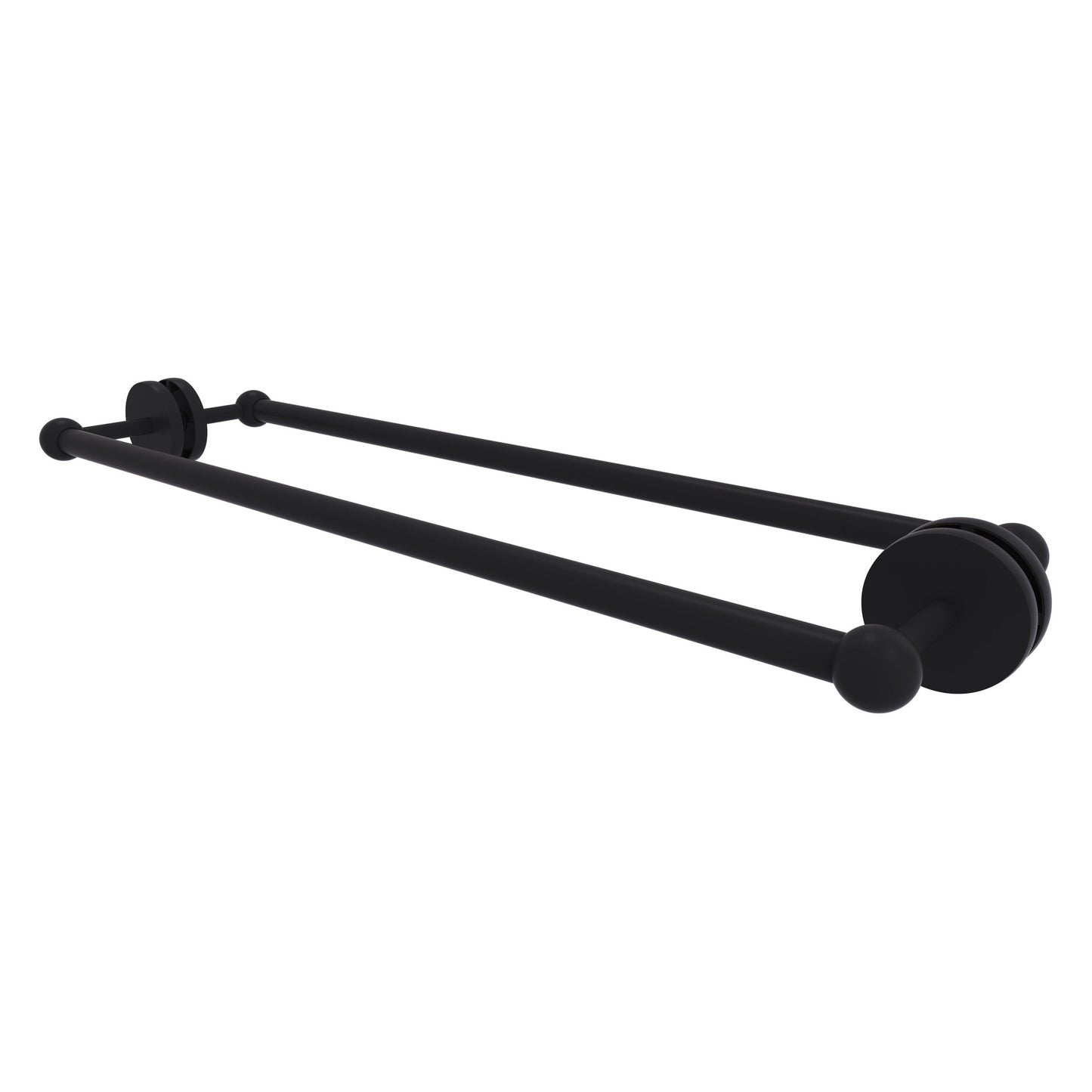 Allied Brass Prestige Skyline 26.7" x 7.2" Matte Black Solid Brass Back-to-Back Shower Door and Towel Bar