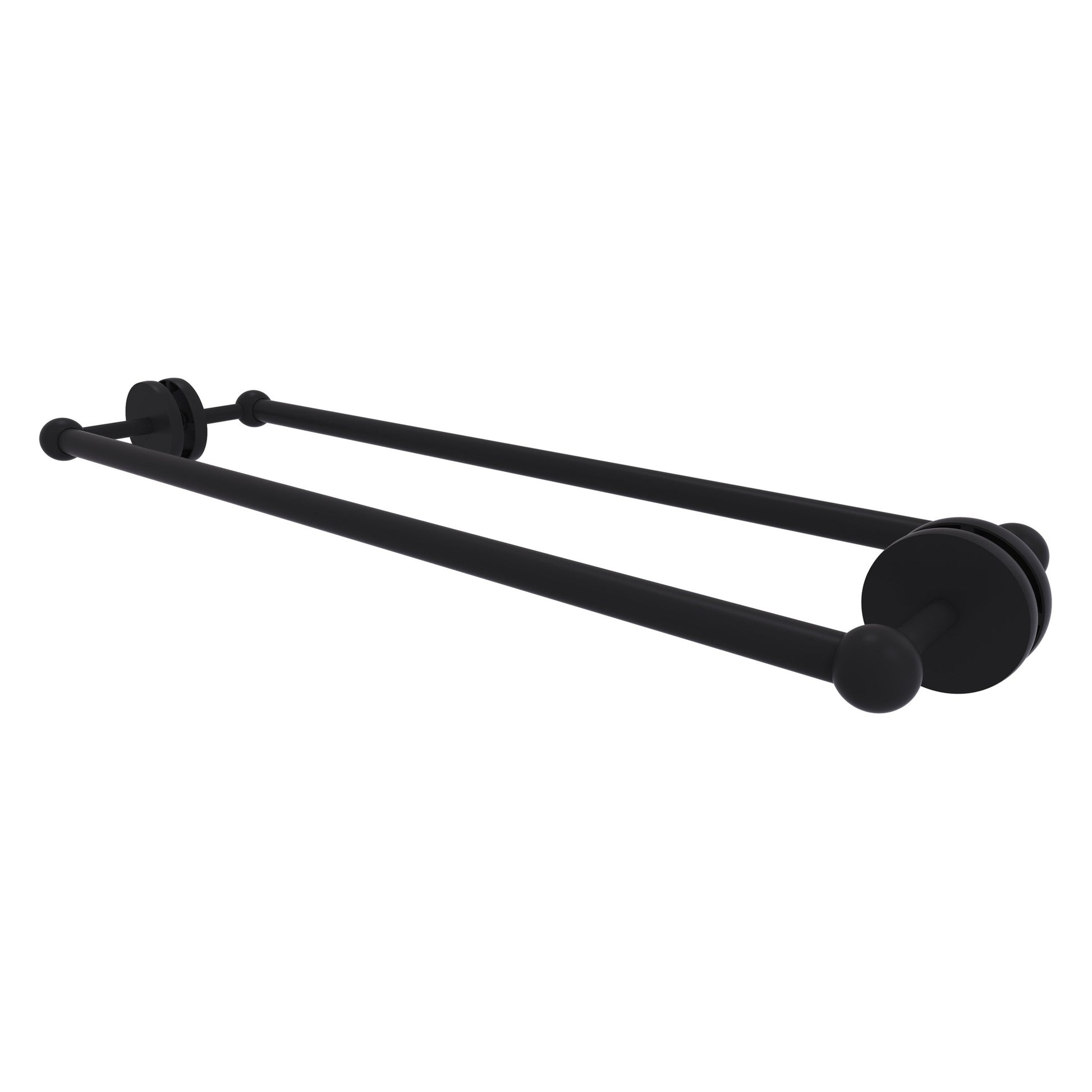 Allied Brass Prestige Skyline 26.7" x 7.2" Matte Black Solid Brass Back-to-Back Shower Door and Towel Bar