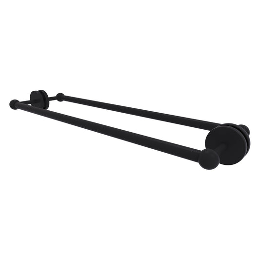Allied Brass Prestige Skyline 26.7" x 7.2" Matte Black Solid Brass Back-to-Back Shower Door and Towel Bar