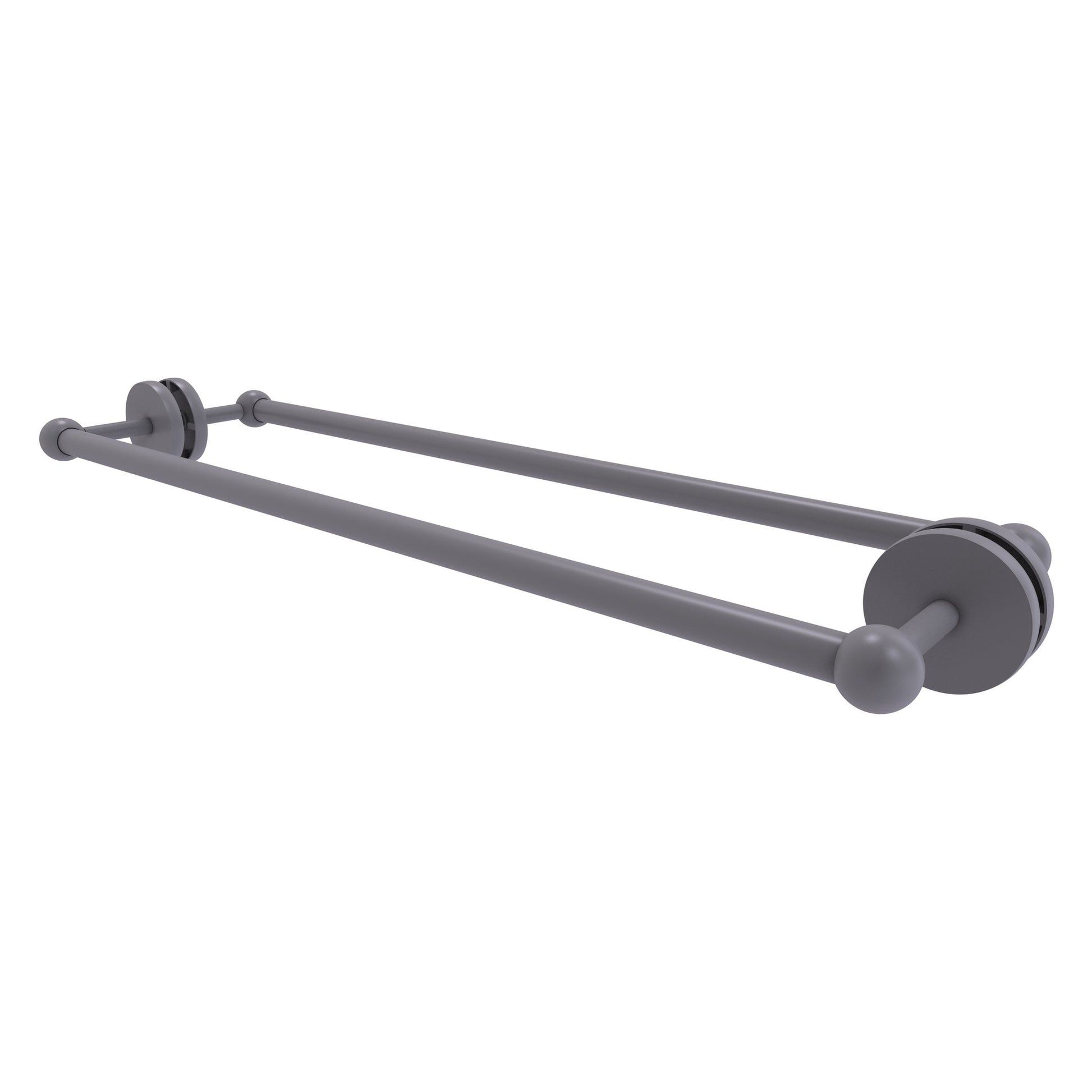 Allied Brass Prestige Skyline 26.7" x 7.2" Matte Gray Solid Brass Back-to-Back Shower Door and Towel Bar