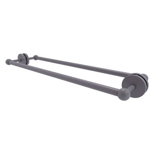 Allied Brass Prestige Skyline 26.7" x 7.2" Matte Gray Solid Brass Back-to-Back Shower Door and Towel Bar