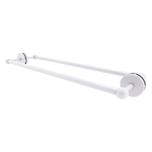 Allied Brass Prestige Skyline 26.7" x 7.2" Matte White Solid Brass Back-to-Back Shower Door and Towel Bar