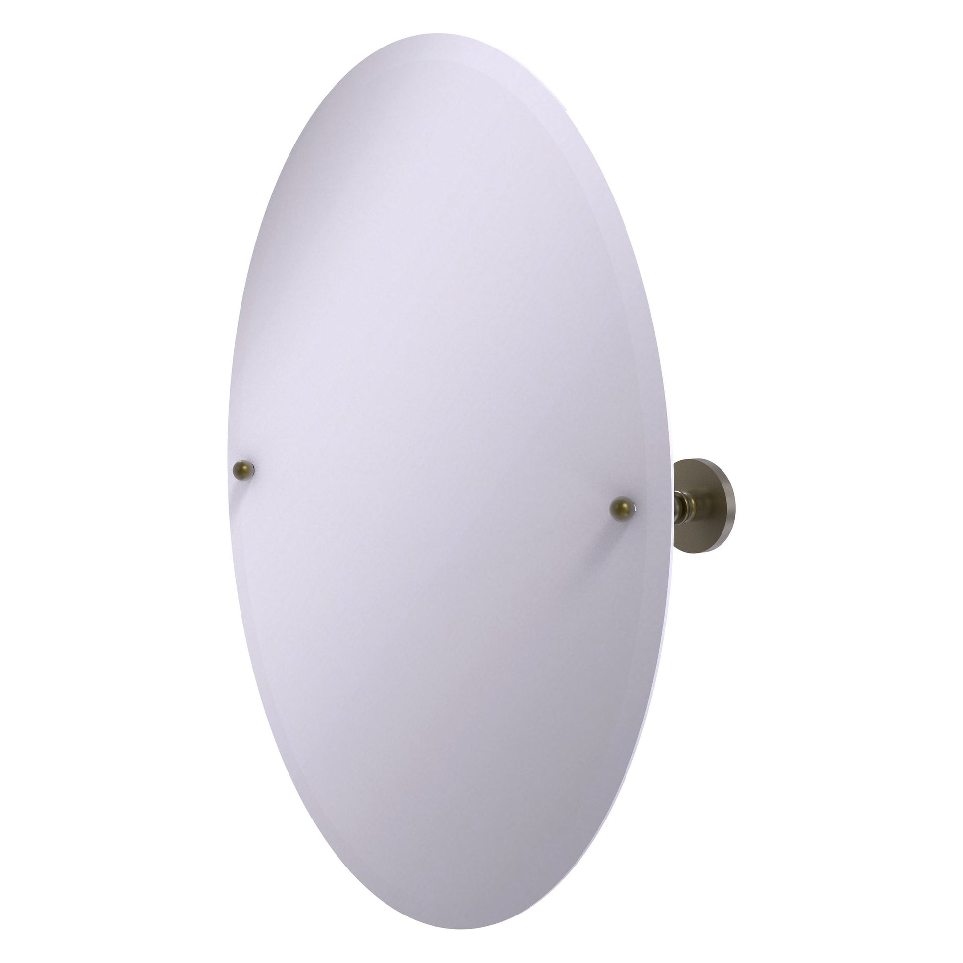 Allied Brass Prestige Skyline 29" x 21" Antique Brass Solid Brass Frameless Oval Tilt Mirror With Beveled Edge