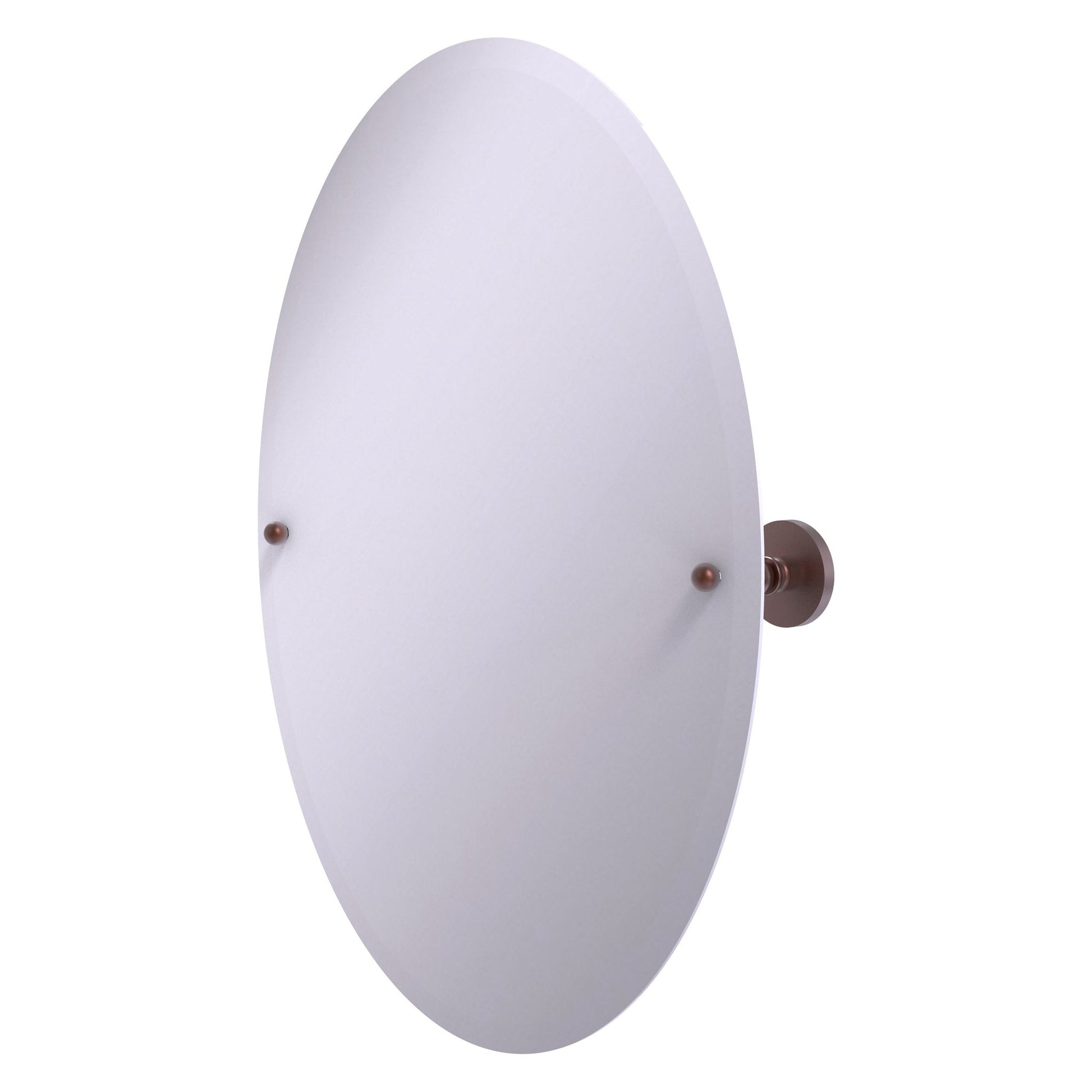 Allied Brass Prestige Skyline 29" x 21" Antique Copper Solid Brass Frameless Oval Tilt Mirror With Beveled Edge