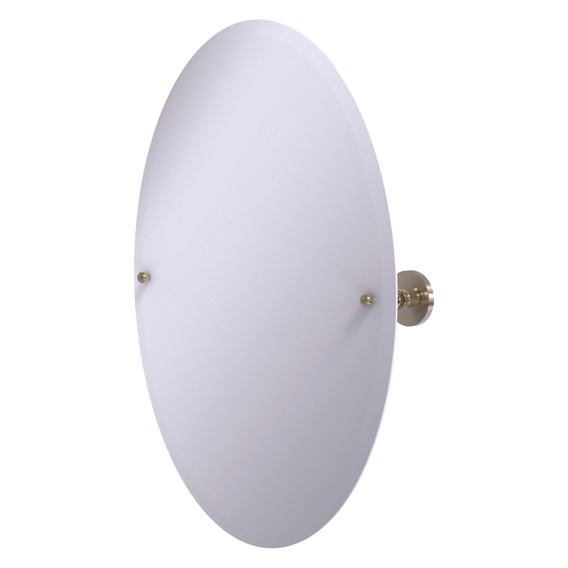 Allied Brass Prestige Skyline 29" x 21" Antique Pewter Solid Brass Frameless Oval Tilt Mirror With Beveled Edge