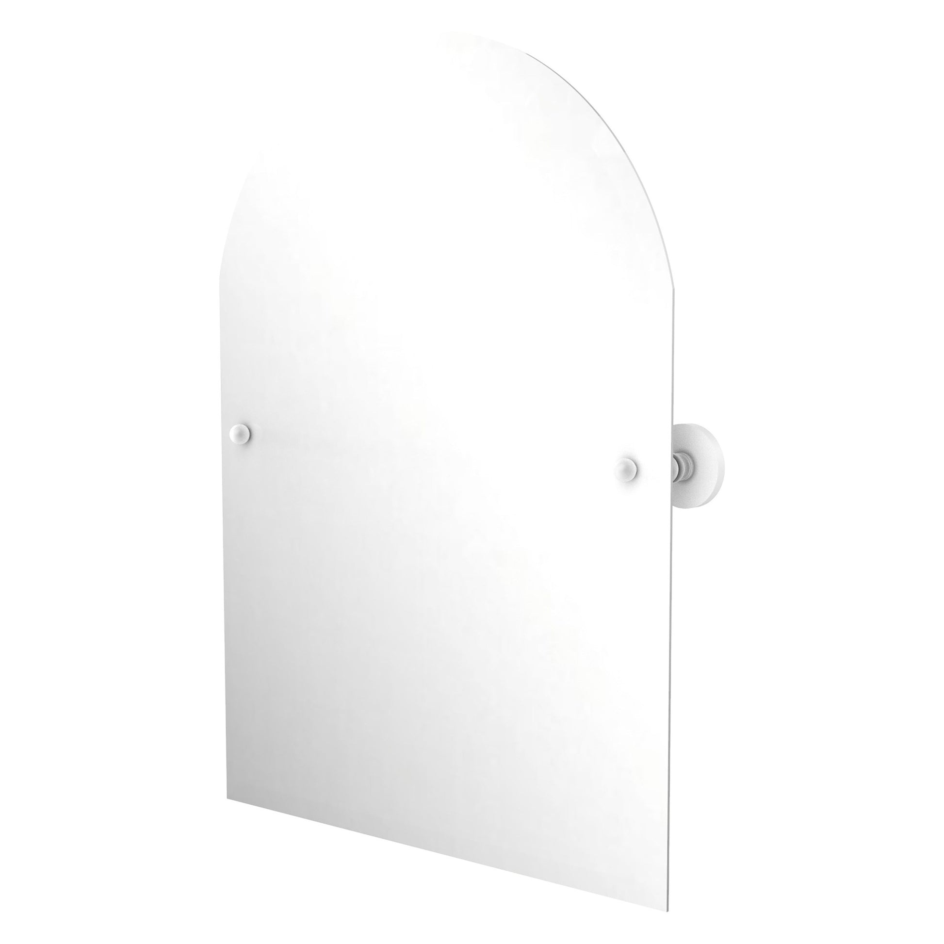 Allied Brass Prestige Skyline 29" x 21" Matte White Solid Brass Frameless Arched Top Tilt Mirror With Beveled Edge