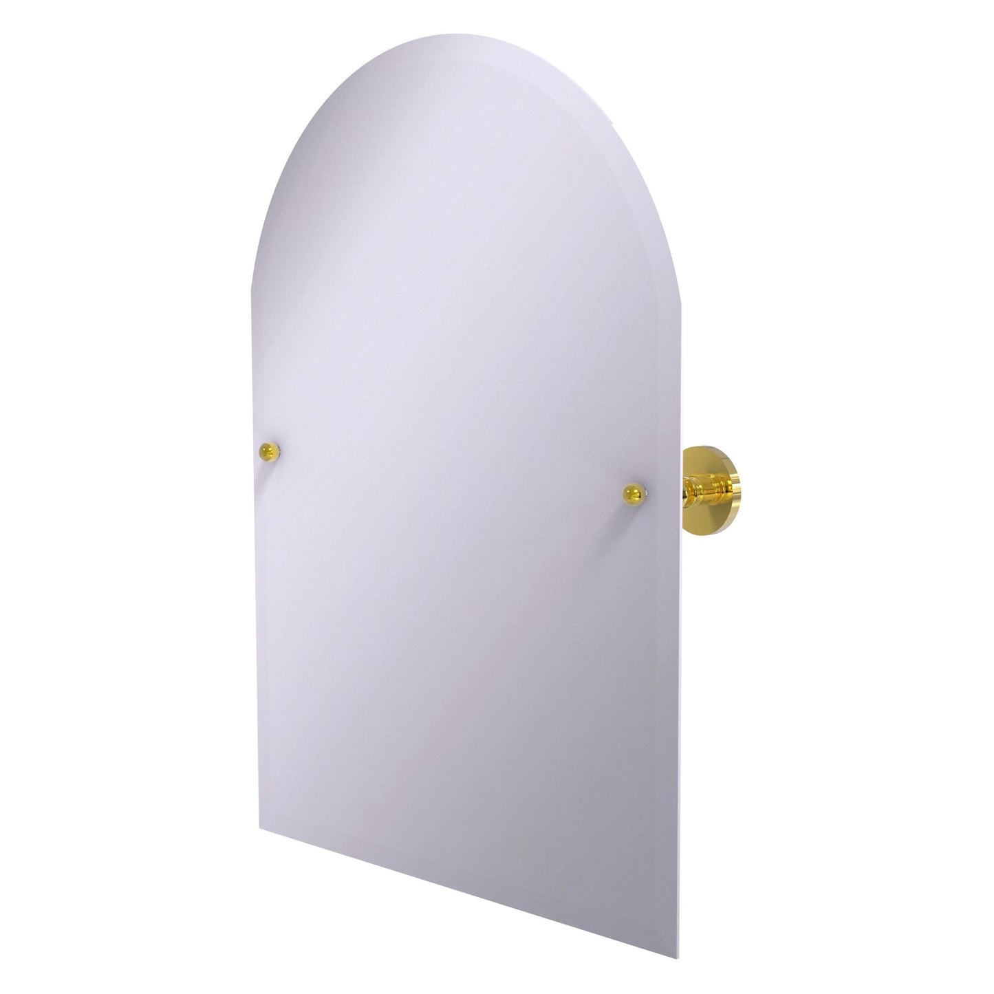 Allied Brass Prestige Skyline 29" x 21" Polished Brass Solid Brass Frameless Arched Top Tilt Mirror With Beveled Edge