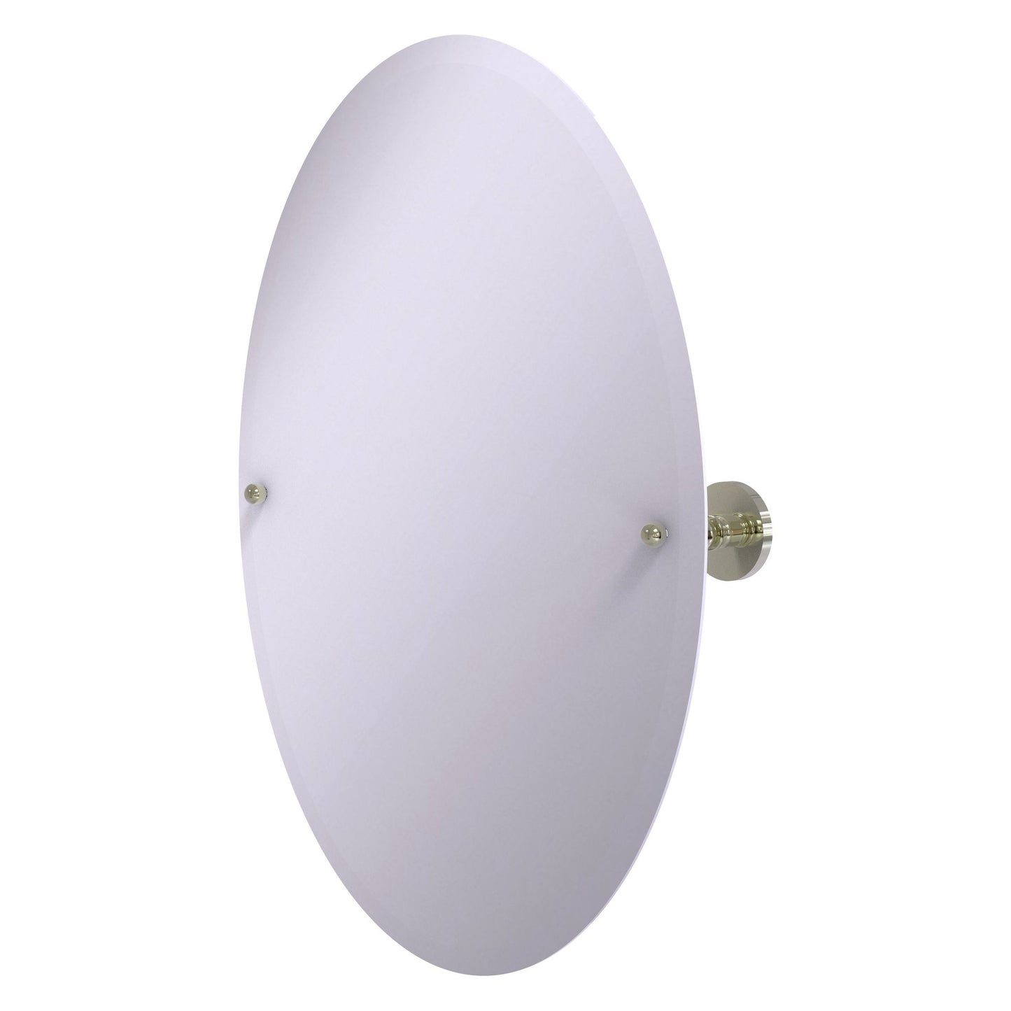 Allied Brass Prestige Skyline 29" x 21" Polished Nickel Solid Brass Frameless Oval Tilt Mirror With Beveled Edge