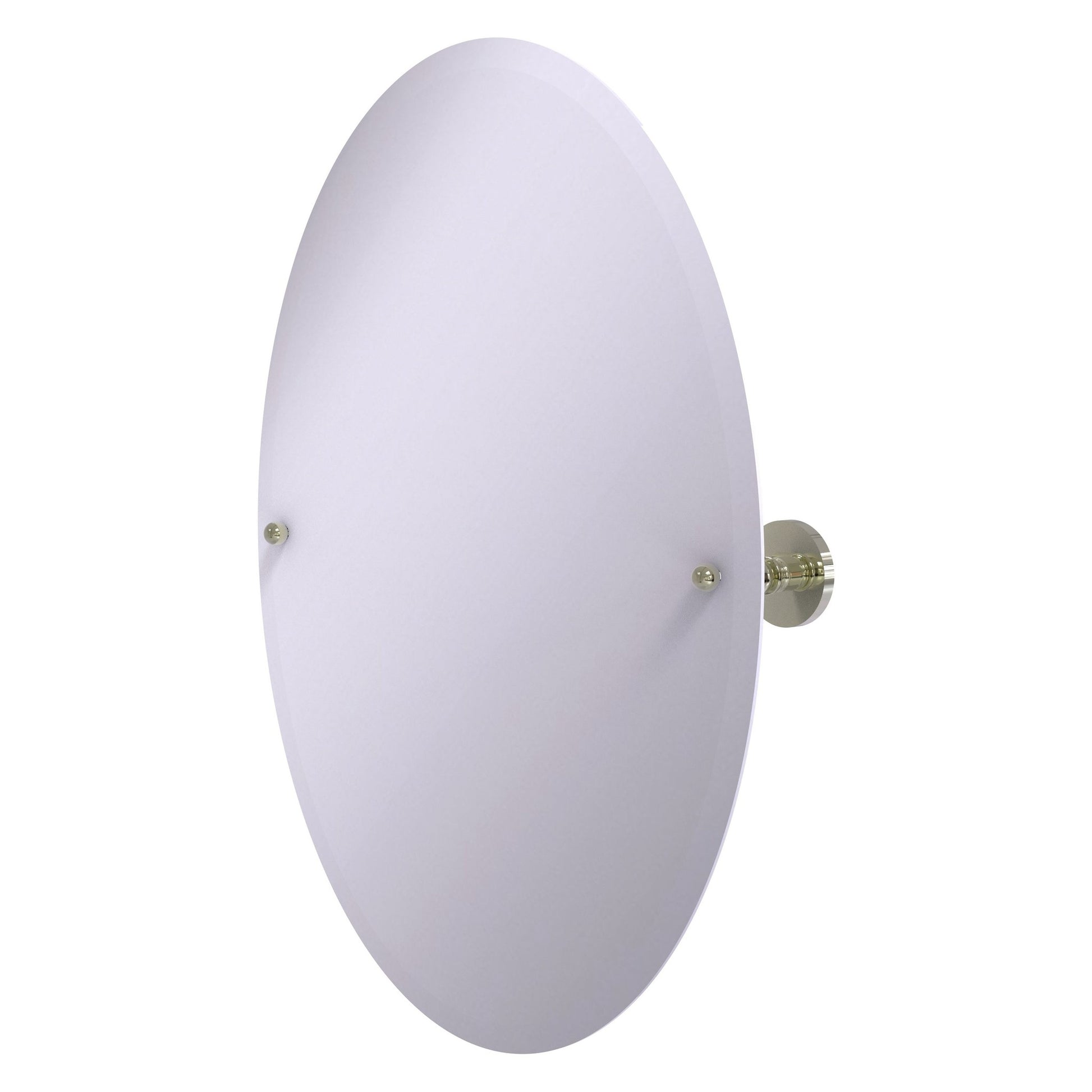 Allied Brass Prestige Skyline 29" x 21" Polished Nickel Solid Brass Frameless Oval Tilt Mirror With Beveled Edge