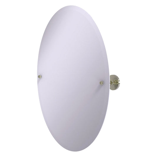 Allied Brass Prestige Skyline 29" x 21" Polished Nickel Solid Brass Frameless Oval Tilt Mirror With Beveled Edge