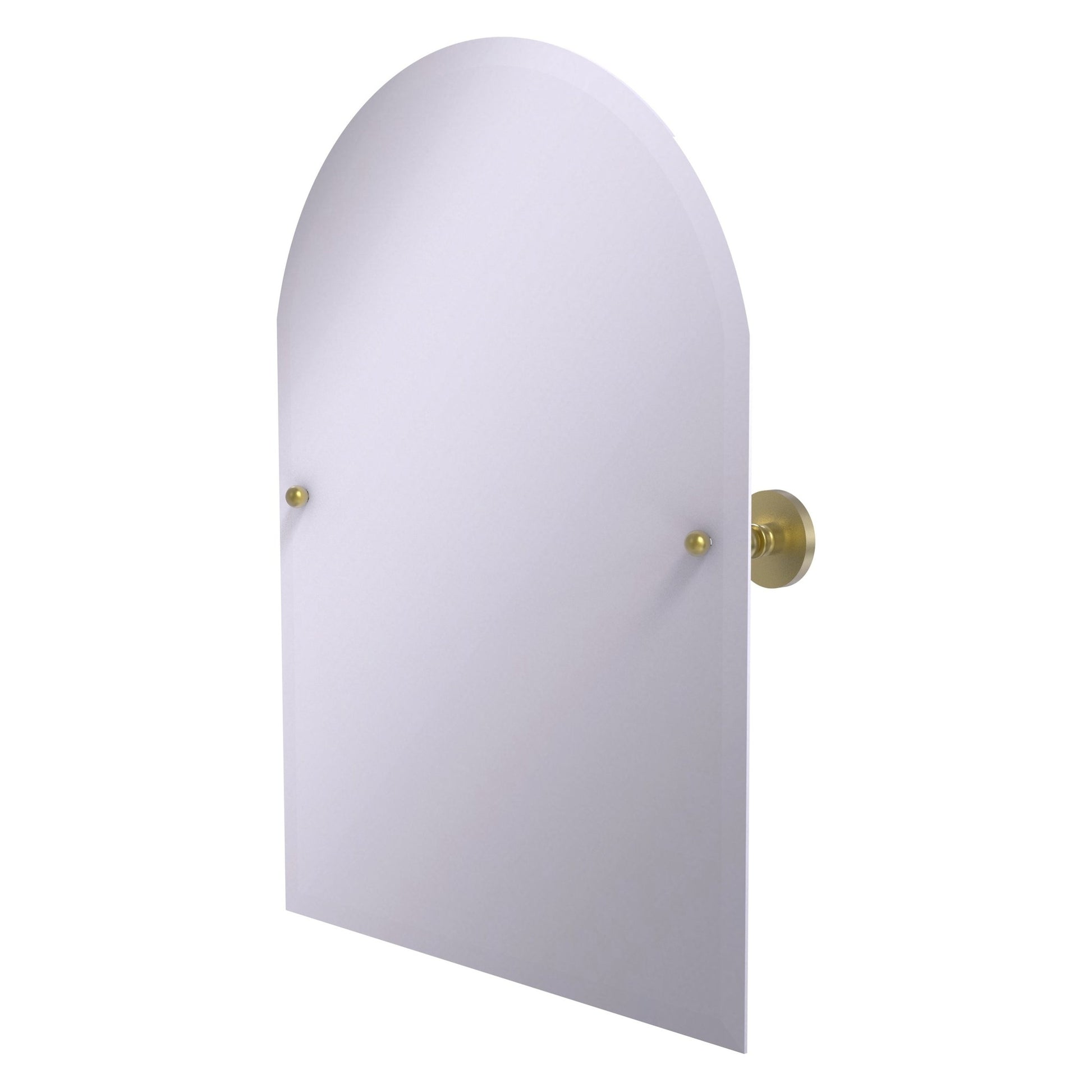 Allied Brass Prestige Skyline 29" x 21" Satin Brass Solid Brass Frameless Arched Top Tilt Mirror With Beveled Edge