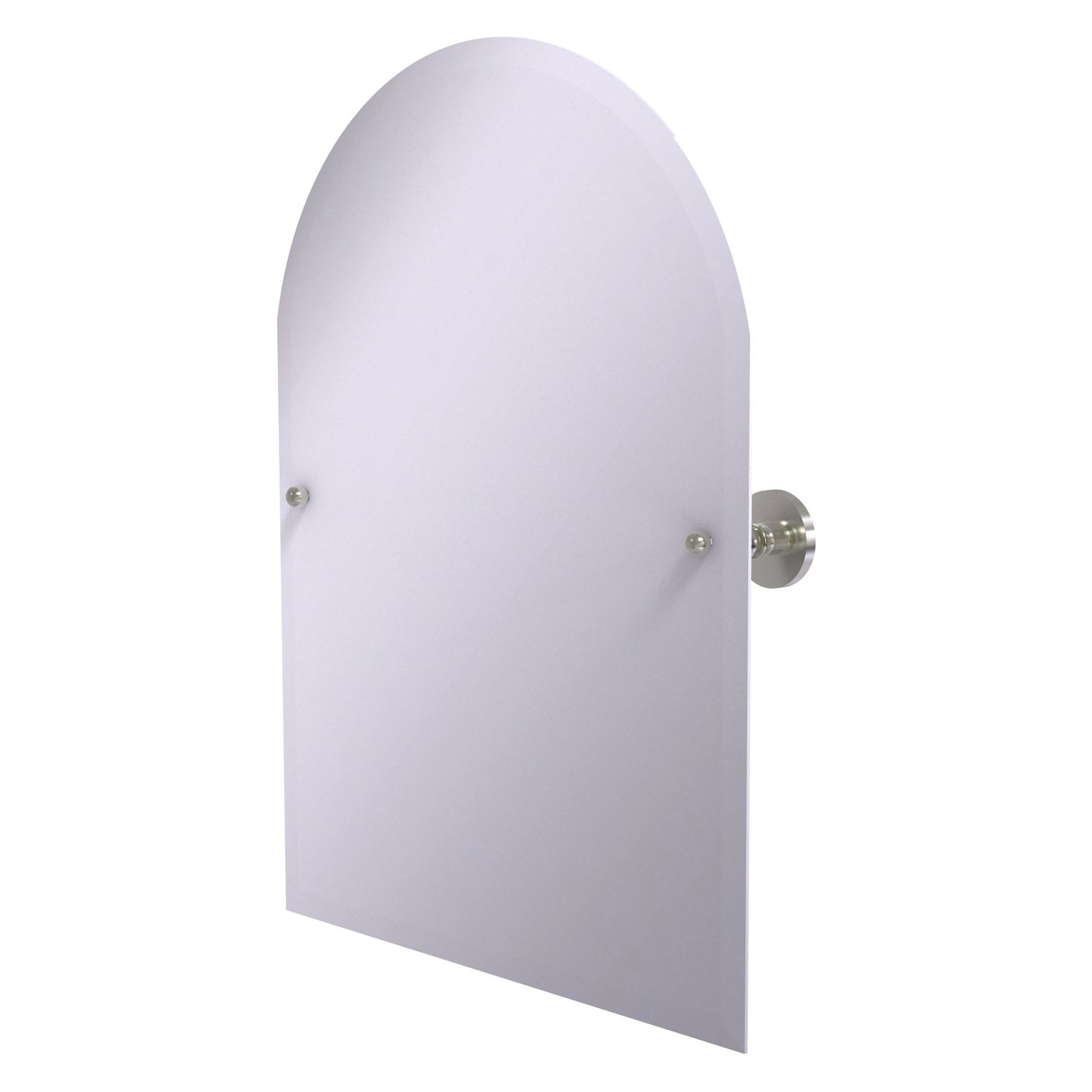 Allied Brass Prestige Skyline 29" x 21" Satin Nickel Solid Brass Frameless Arched Top Tilt Mirror With Beveled Edge