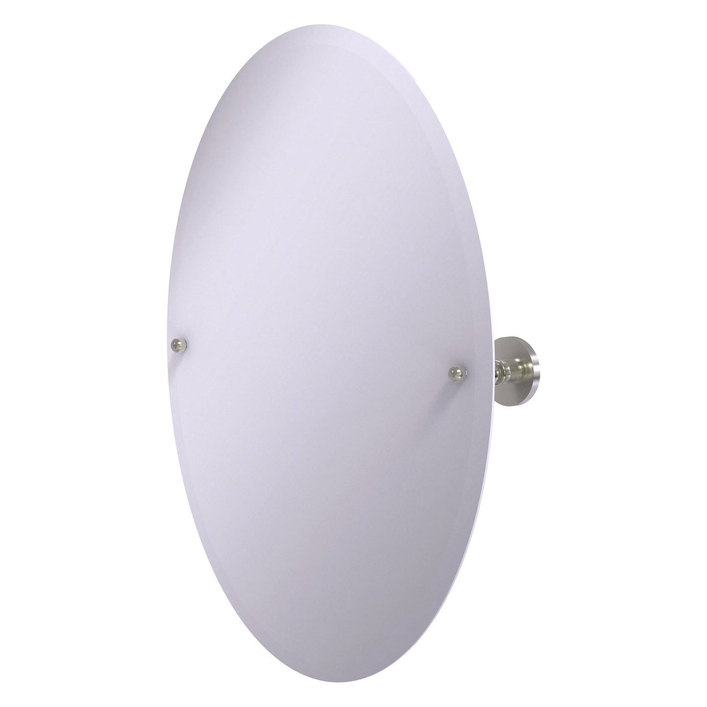 Allied Brass Prestige Skyline 29" x 21" Satin Nickel Solid Brass Frameless Oval Tilt Mirror With Beveled Edge