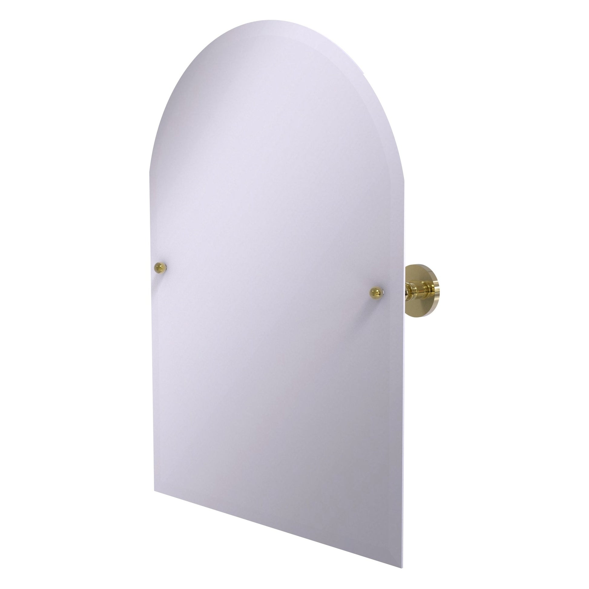 Allied Brass Prestige Skyline 29" x 21" Unlacquered Brass Solid Brass Frameless Arched Top Tilt Mirror With Beveled Edge