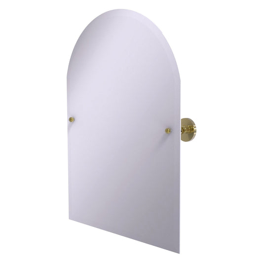 Allied Brass Prestige Skyline 29" x 21" Unlacquered Brass Solid Brass Frameless Arched Top Tilt Mirror With Beveled Edge