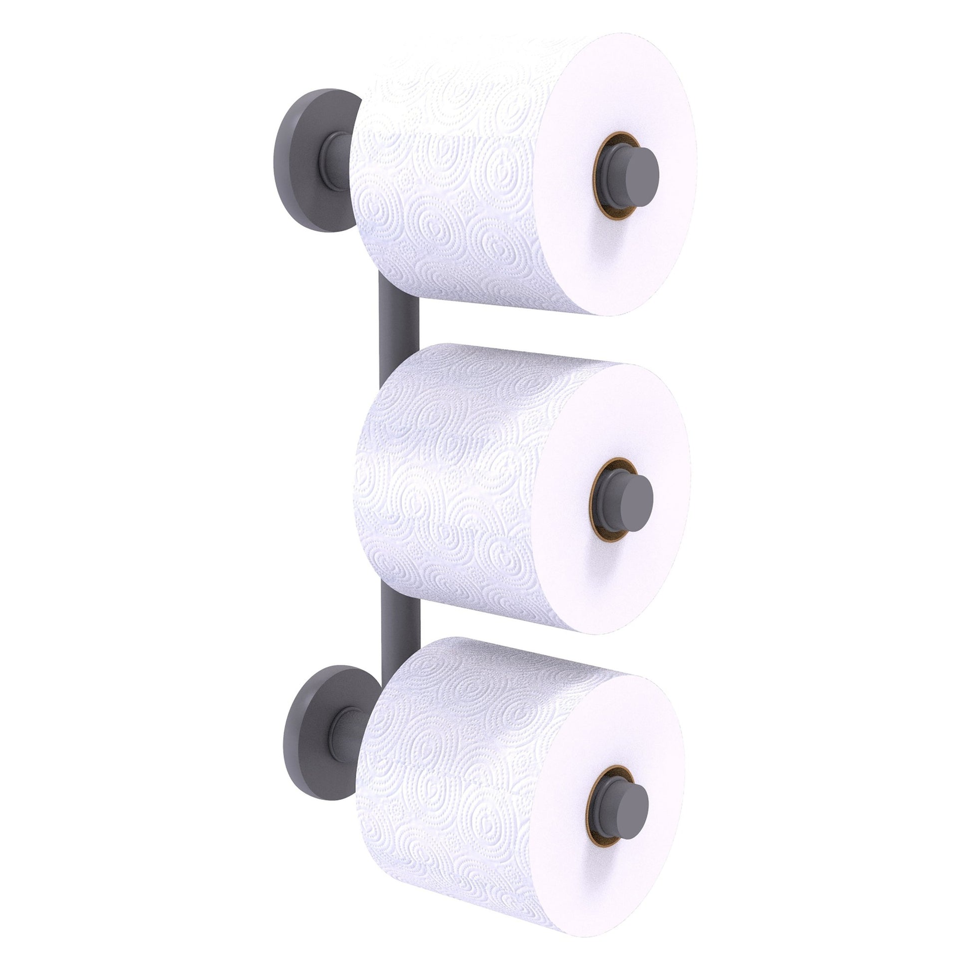 Allied Brass Prestige Skyline 2.6" x 7.3" Matte Gray Solid Brass 3-Roll Reserve Roll Toilet Paper Holder