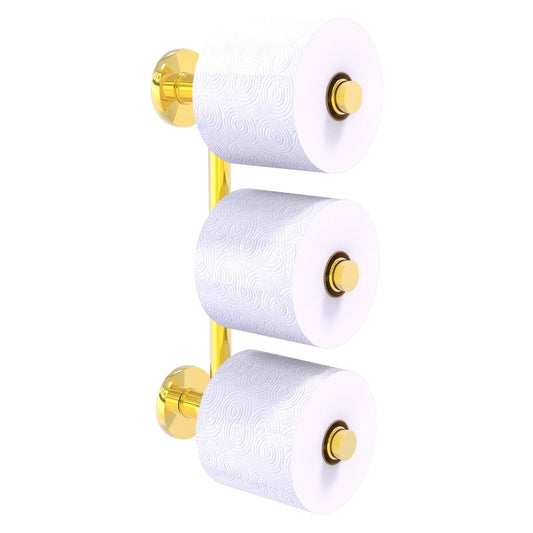 Allied Brass Prestige Skyline 2.6" x 7.3" Polished Brass Solid Brass 3-Roll Reserve Roll Toilet Paper Holder
