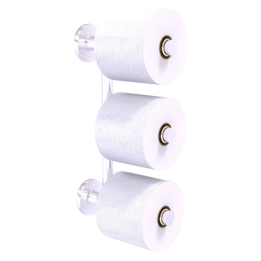 Allied Brass Prestige Skyline 2.6" x 7.3" Satin Chrome Solid Brass 3-Roll Reserve Roll Toilet Paper Holder