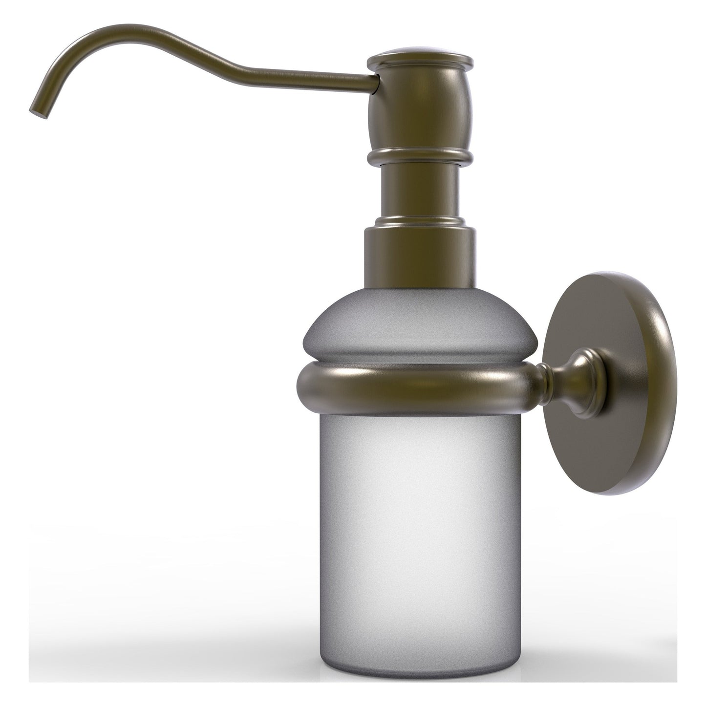 Allied Brass Prestige Skyline 3" x 3" Antique Brass Solid Brass Wall-Mounted Soap Dispenser