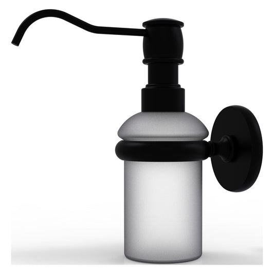 Allied Brass Prestige Skyline 3" x 3" Matte Black Solid Brass Wall-Mounted Soap Dispenser