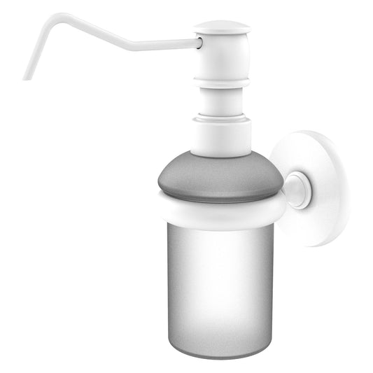 Allied Brass Prestige Skyline 3" x 3" Matte White Solid Brass Wall-Mounted Soap Dispenser