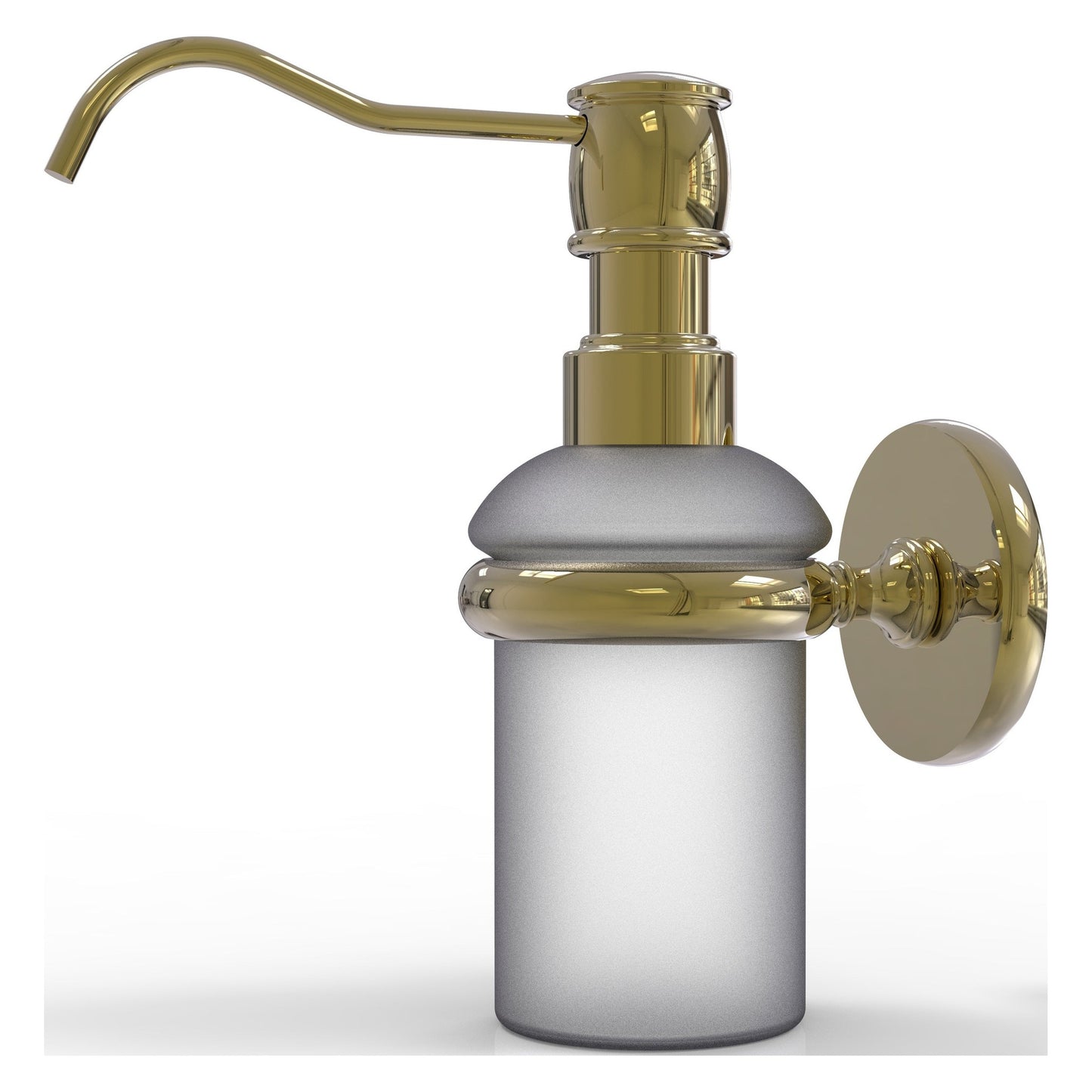 Allied Brass Prestige Skyline 3" x 3" Unlacquered Brass Solid Brass Wall-Mounted Soap Dispenser