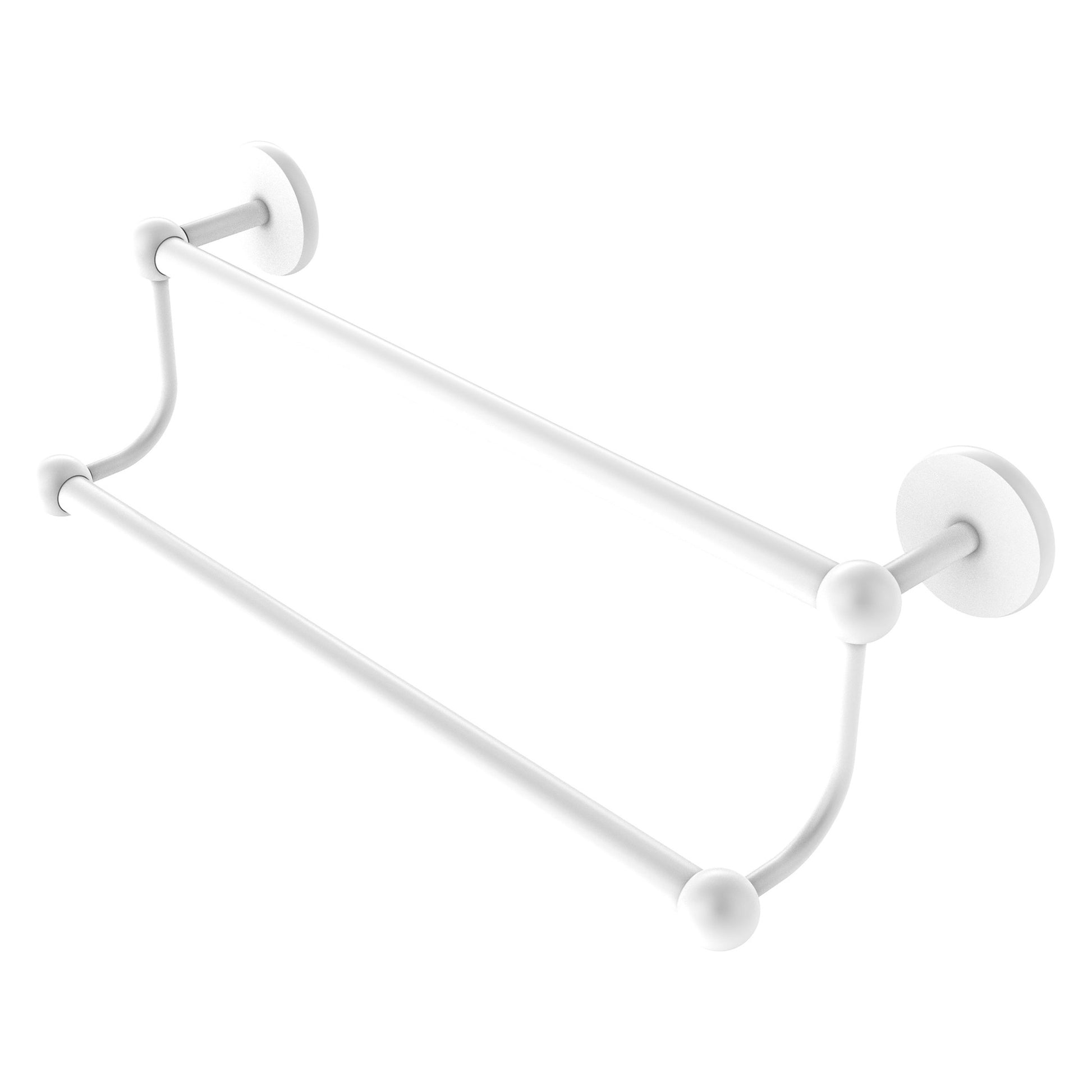 Allied Brass Prestige Skyline 30" x 33" Matte White Solid Brass Double Towel Bar