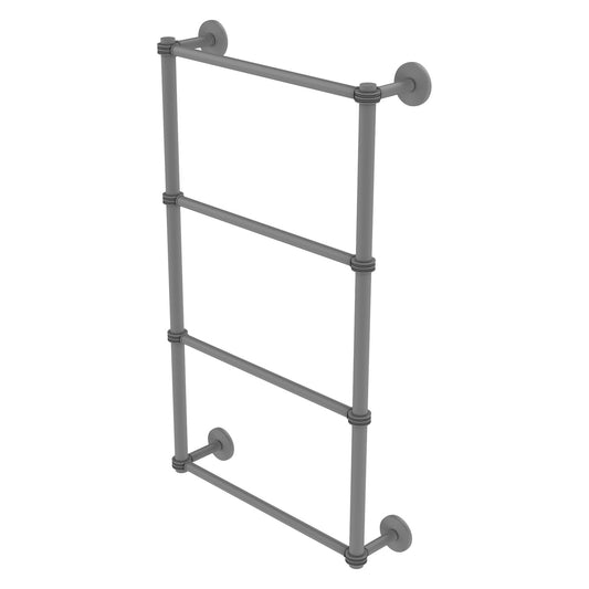 Allied Brass Prestige Skyline 30" x 5" Matte Gray Solid Brass 4-Tier Ladder Towel Bar With Dotted Detail