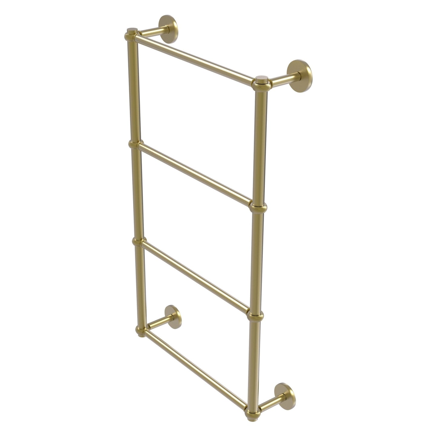Allied Brass Prestige Skyline 30" x 5" Satin Brass Solid Brass 4-Tier Ladder Towel Bar With Twisted Detail