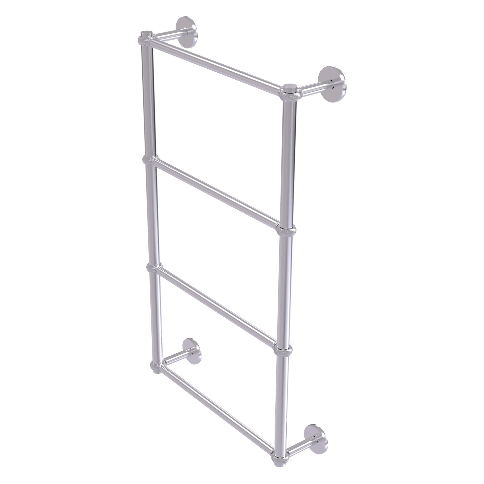 Allied Brass Prestige Skyline 30" x 5" Satin Chrome Solid Brass 4-Tier Ladder Towel Bar With Twisted Detail