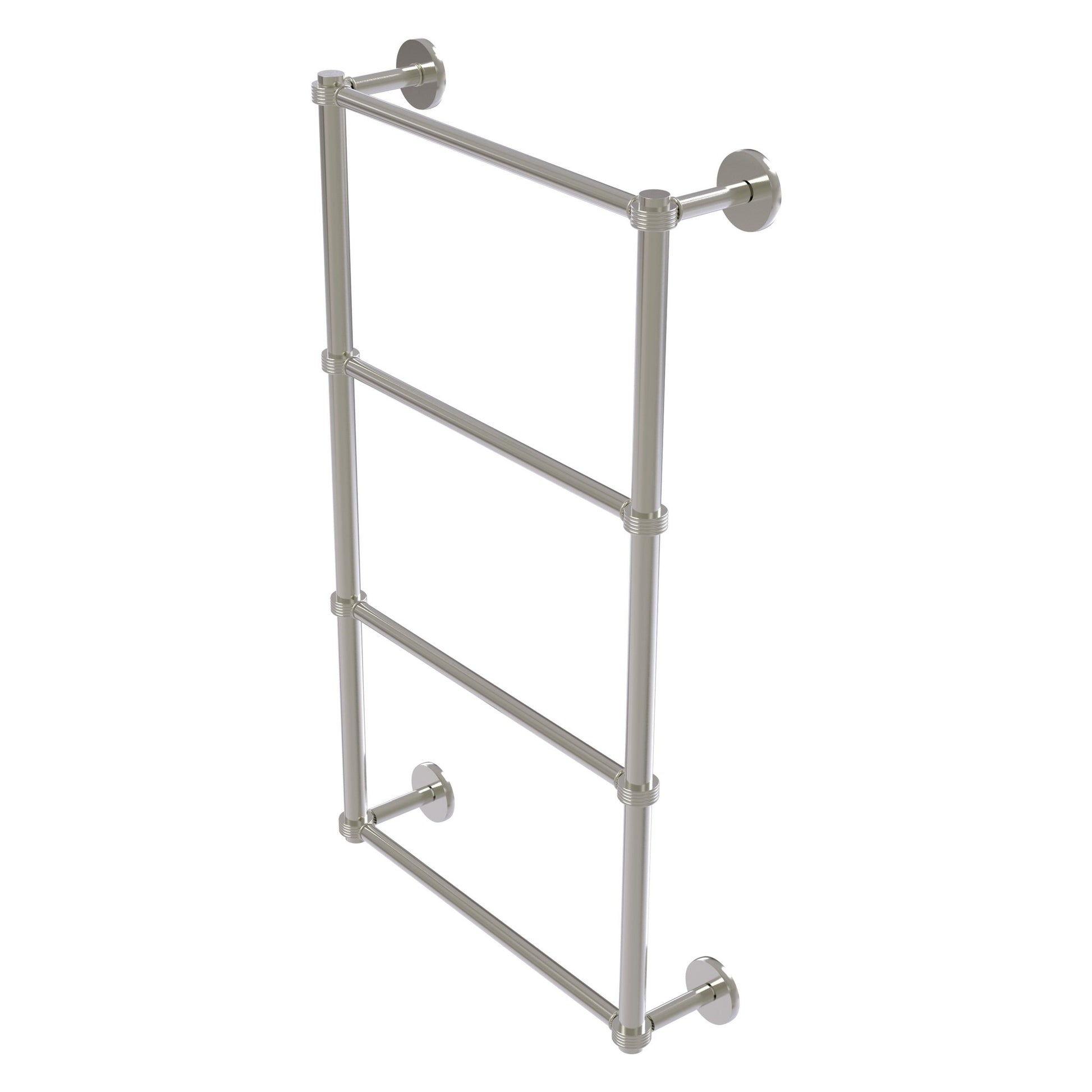 Allied Brass Prestige Skyline 30" x 5" Satin Nickel Solid Brass 4-Tier Ladder Towel Bar With Grooved Detail
