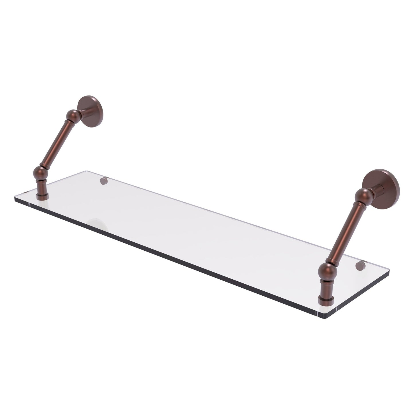 Allied Brass Prestige Skyline 30" x 8" Antique Copper Solid Brass Floating Glass Shelf