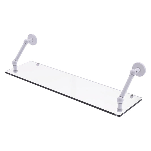 Allied Brass Prestige Skyline 30" x 8" Matte White Solid Brass Floating Glass Shelf