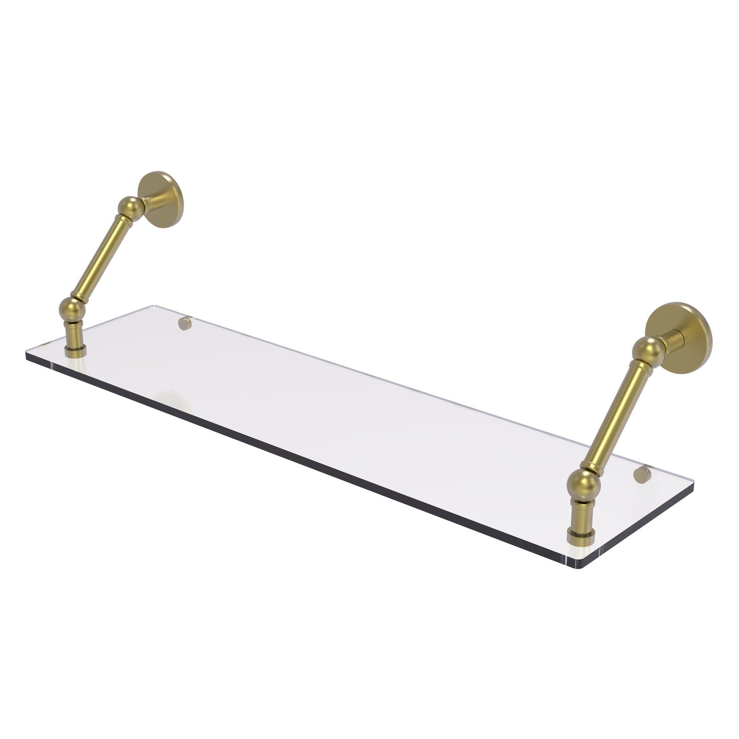 Allied Brass Prestige Skyline 30" x 8" Satin Brass Solid Brass Floating Glass Shelf