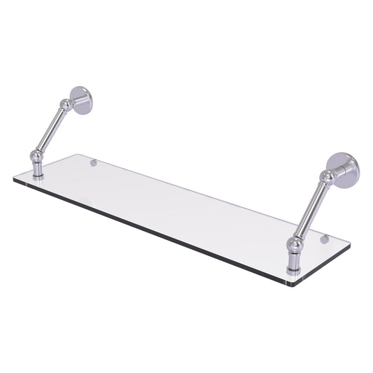 Allied Brass Prestige Skyline 30" x 8" Satin Chrome Solid Brass Floating Glass Shelf