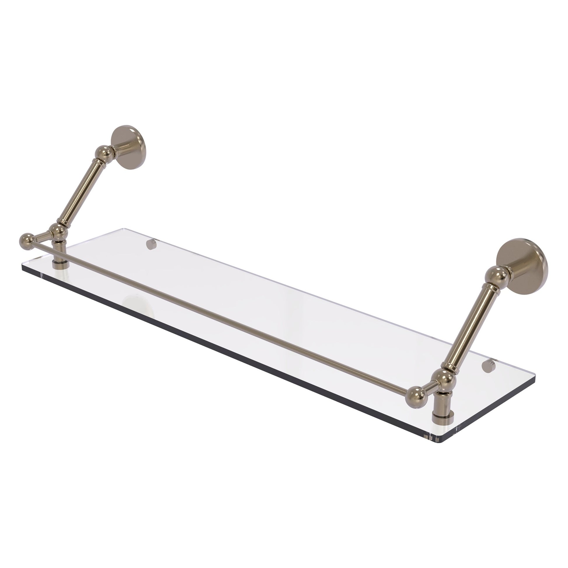 Allied Brass Prestige Skyline 30" x 8.6" Antique Pewter Solid Brass Floating Glass Shelf With Gallery Rail