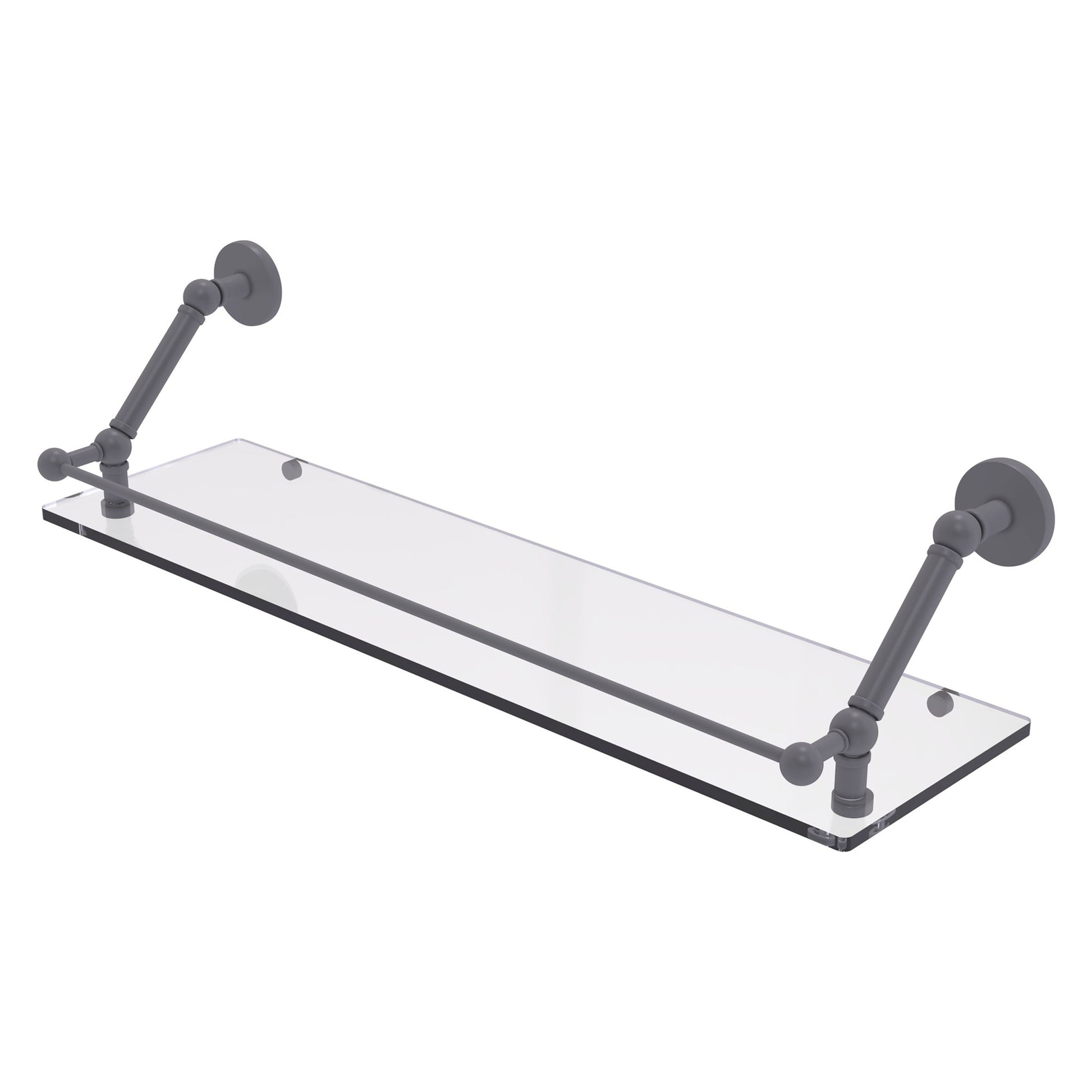 Allied Brass Prestige Skyline 30" x 8.6" Matte Gray Solid Brass Floating Glass Shelf With Gallery Rail