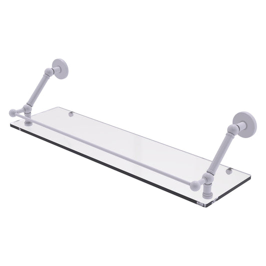 Allied Brass Prestige Skyline 30" x 8.6" Matte White Solid Brass Floating Glass Shelf With Gallery Rail