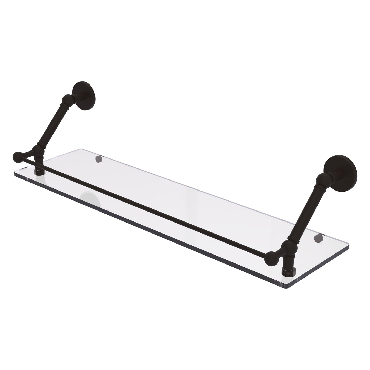 Allied Brass Prestige Skyline 30" x 8.6" Oil Rubbed Bronze Solid Brass Floating Glass Shelf With Gallery Rail