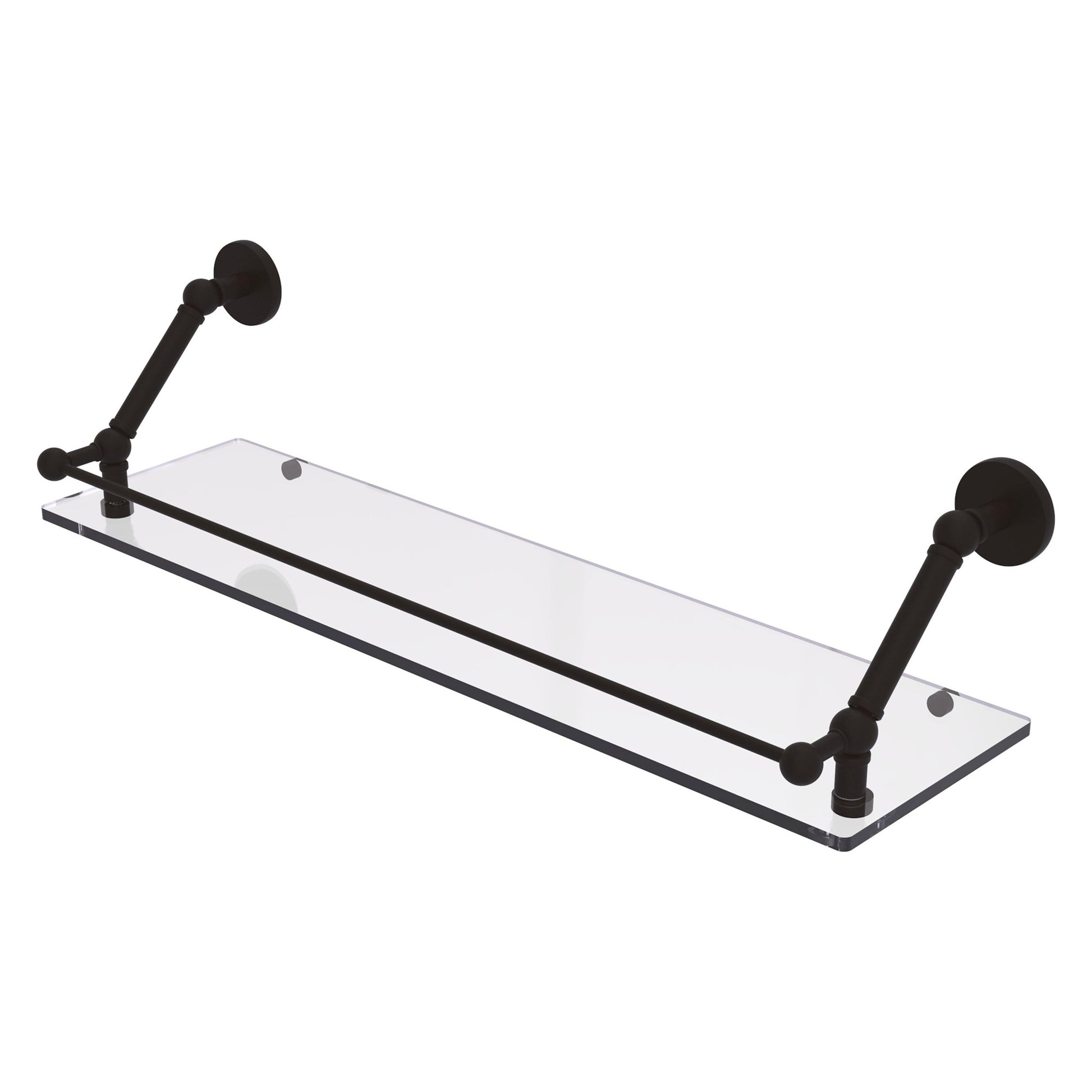 Allied Brass Prestige Skyline 30" x 8.6" Oil Rubbed Bronze Solid Brass Floating Glass Shelf With Gallery Rail