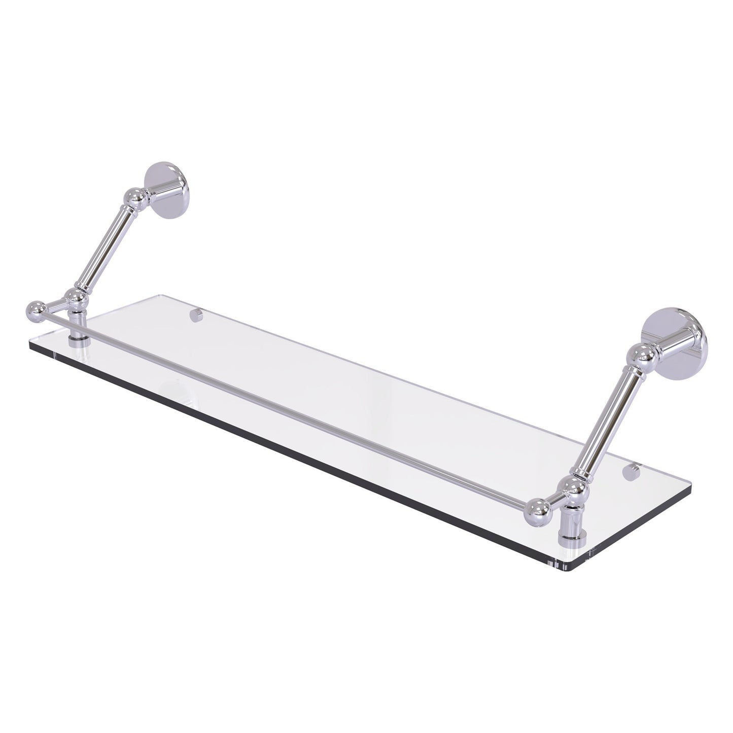 Allied Brass Prestige Skyline 30" x 8.6" Polished Chrome Solid Brass Floating Glass Shelf With Gallery Rail