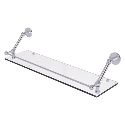 Allied Brass Prestige Skyline 30" x 8.6" Polished Chrome Solid Brass Floating Glass Shelf With Gallery Rail