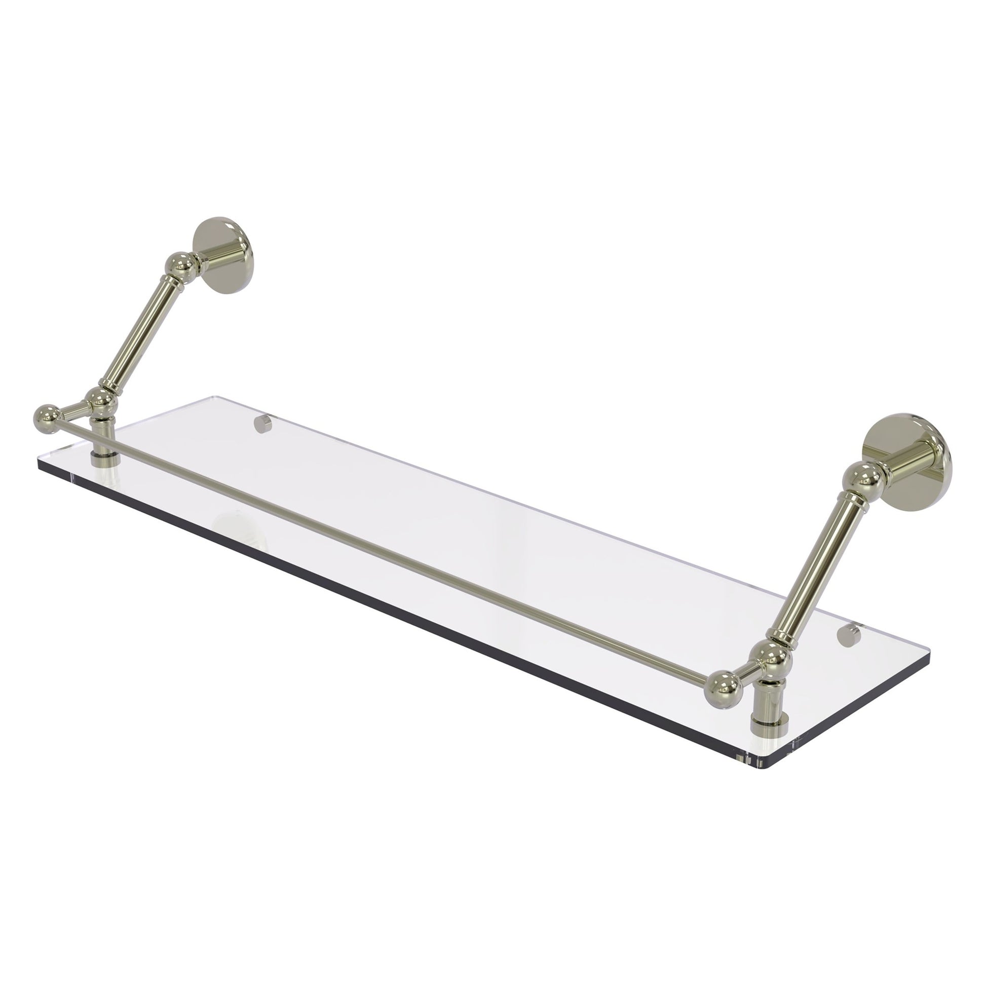 Allied Brass Prestige Skyline 30" x 8.6" Polished Nickel Solid Brass Floating Glass Shelf With Gallery Rail