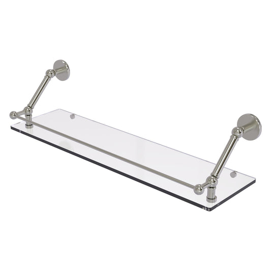 Allied Brass Prestige Skyline 30" x 8.6" Satin Nickel Solid Brass Floating Glass Shelf With Gallery Rail
