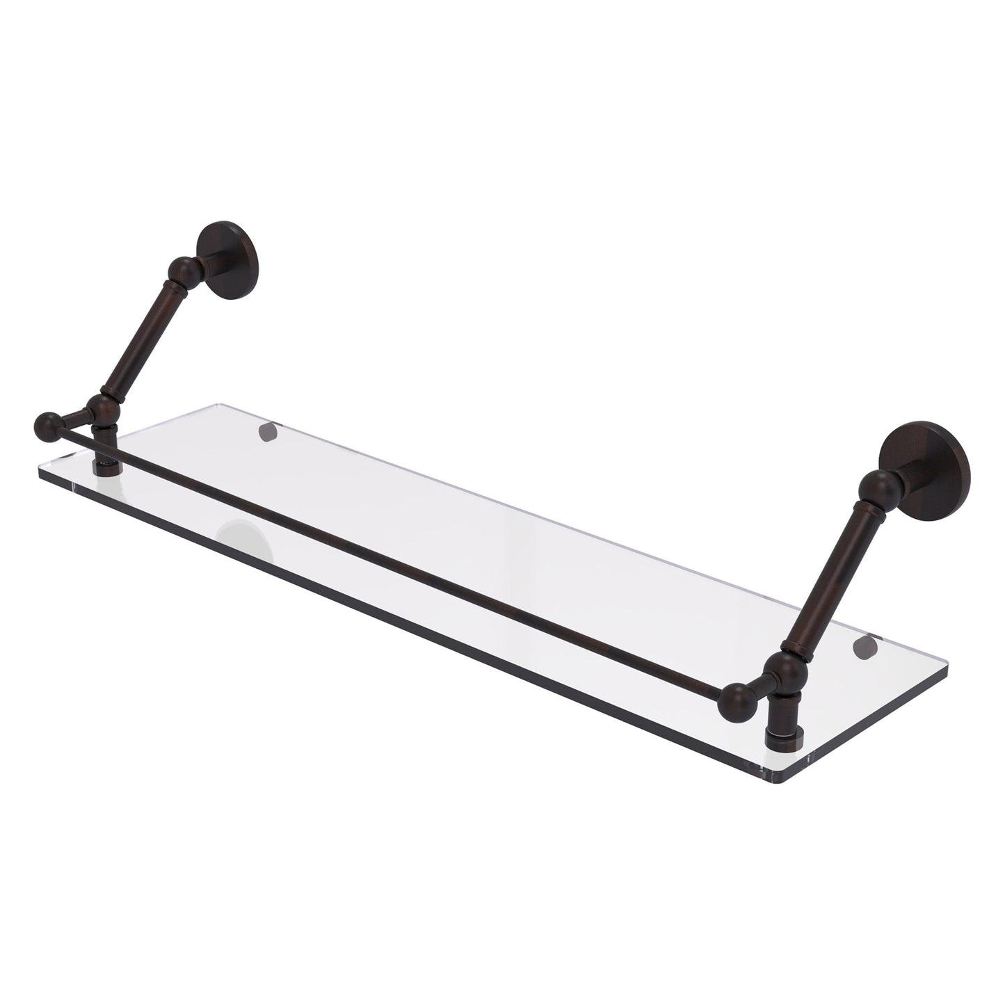 Allied Brass Prestige Skyline 30" x 8.6" Venetian Bronze Solid Brass Floating Glass Shelf With Gallery Rail