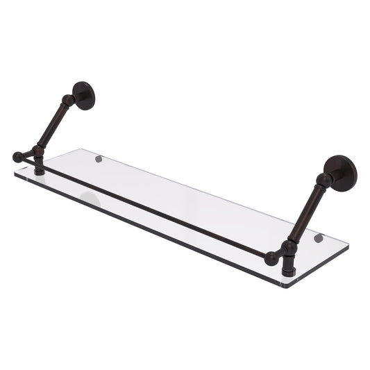 Allied Brass Prestige Skyline 30" x 8.6" Venetian Bronze Solid Brass Floating Glass Shelf With Gallery Rail