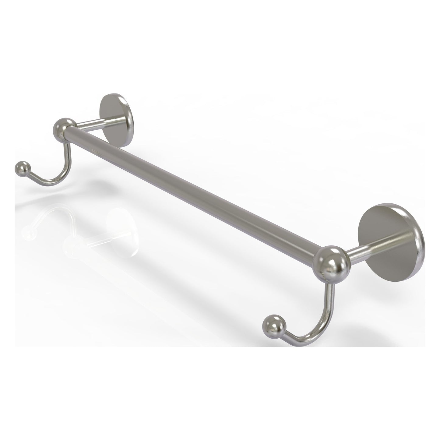 Allied Brass Prestige Skyline 32.25" x 5.7" Satin Nickel Solid Brass Towel Bar With Integrated Hooks
